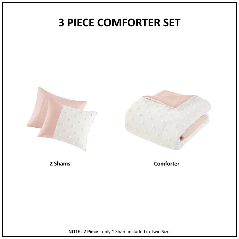 Shay Colorblock Clip Jacquard Comforter Set, King Comforter + 2 Standard Shams
