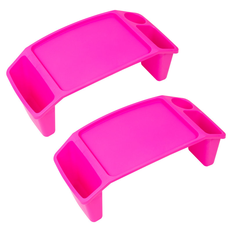 22.25" W Kids Lap Desk, Activity Tray, Drawing, Stackable, Portable, Plastic, Pink