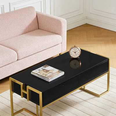 Table basse moderne blanche à 4 tiroirs