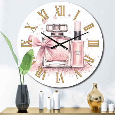 Horloge murale en métal rose