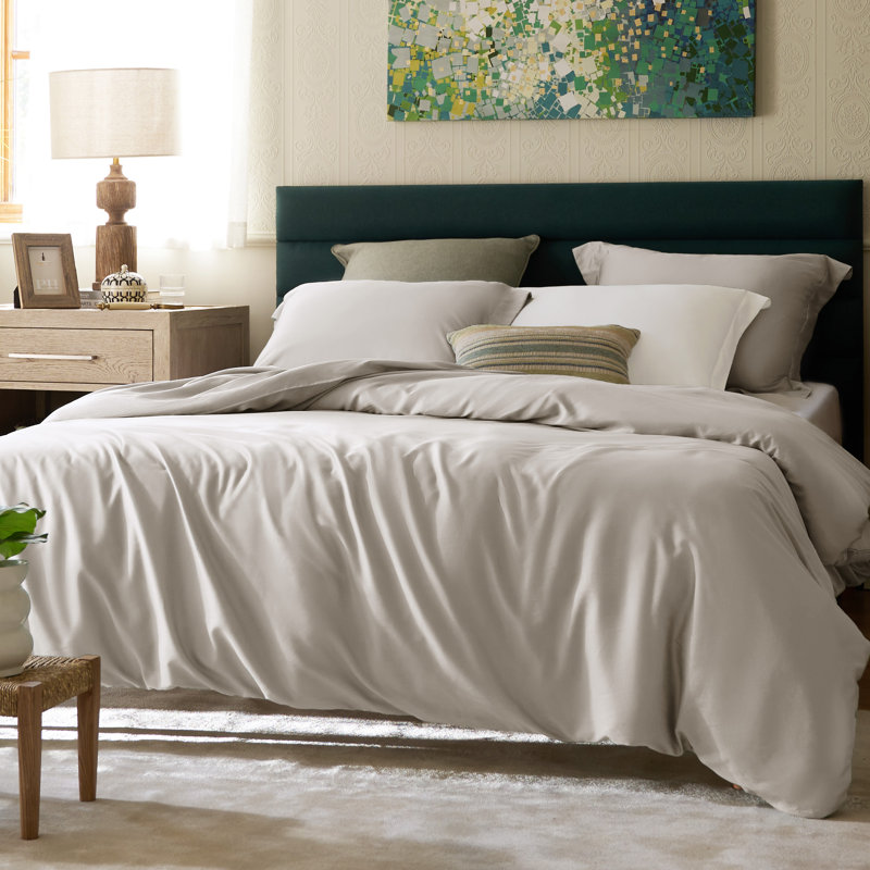 Bedsure Lyocell Cotton Hybrid Duvet Cover, Sand, Full Duvet Cover + 2 Standard Shams