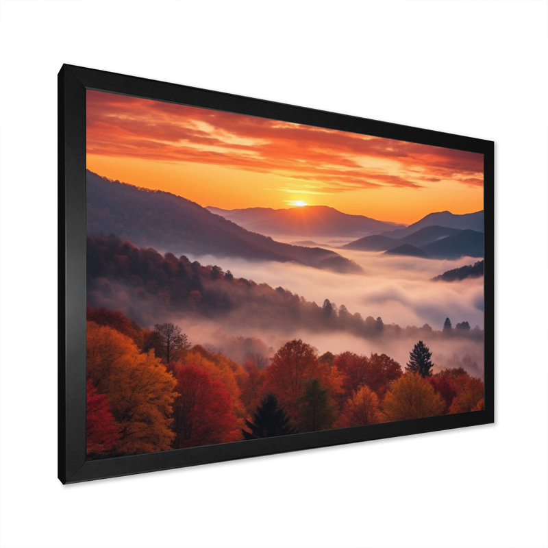 Tennessee Great Smoky Mountains Sunset II - Tennessee, art mural sur toile, Noir, H 24 po x l 32 po, Cadre photo unique