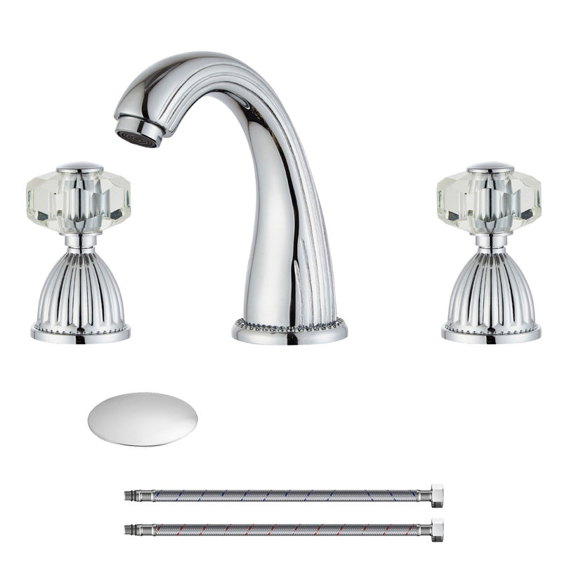 Widespread 2-handle Bathroom Faucet with Drain Assembly, Chrome