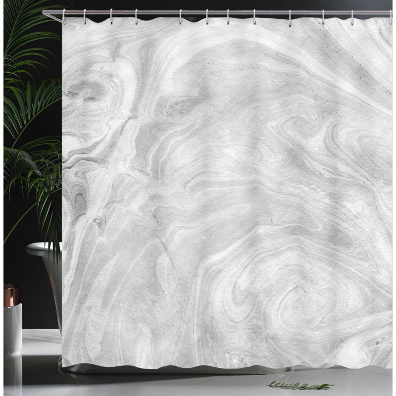 Ensemble de rideau de douche en marbre + crochets, H 84 po x l 69 po