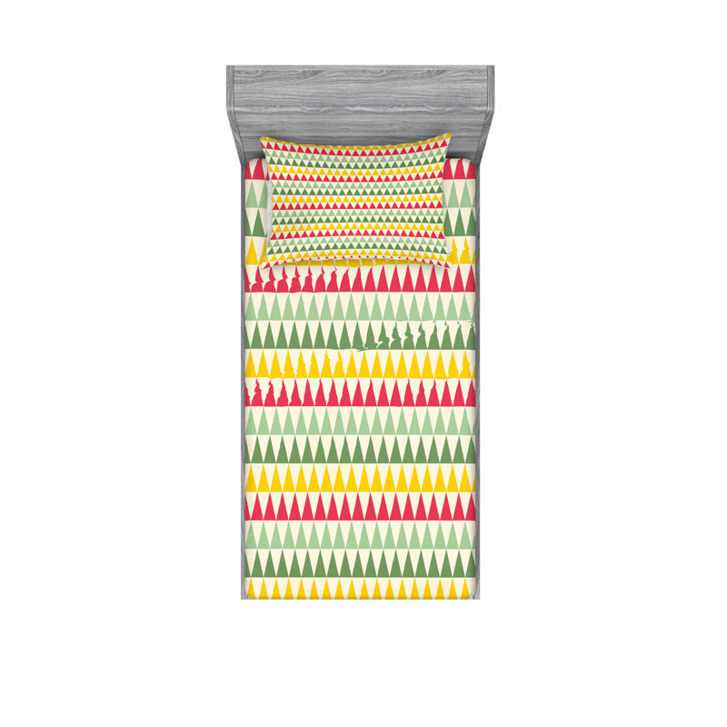 Microfiber Geometric Sheet Set, Twin Sheet Set with Fitted Sheet