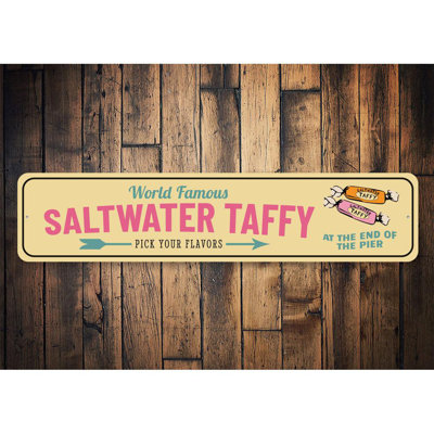 World Famous Saltwater Taffy Aluminum Sign
