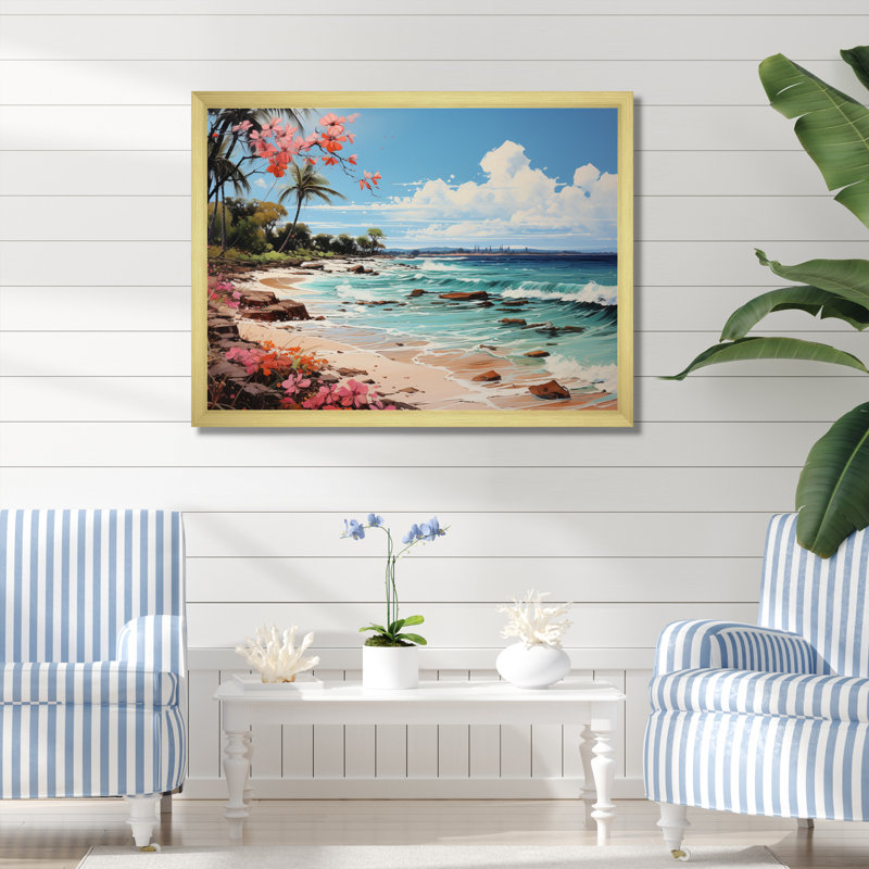 Beach Tropical Paradise Pointillism II - Nautical & Beach Canvas Prints, H 30 po x l 40 po x P 1,5 po