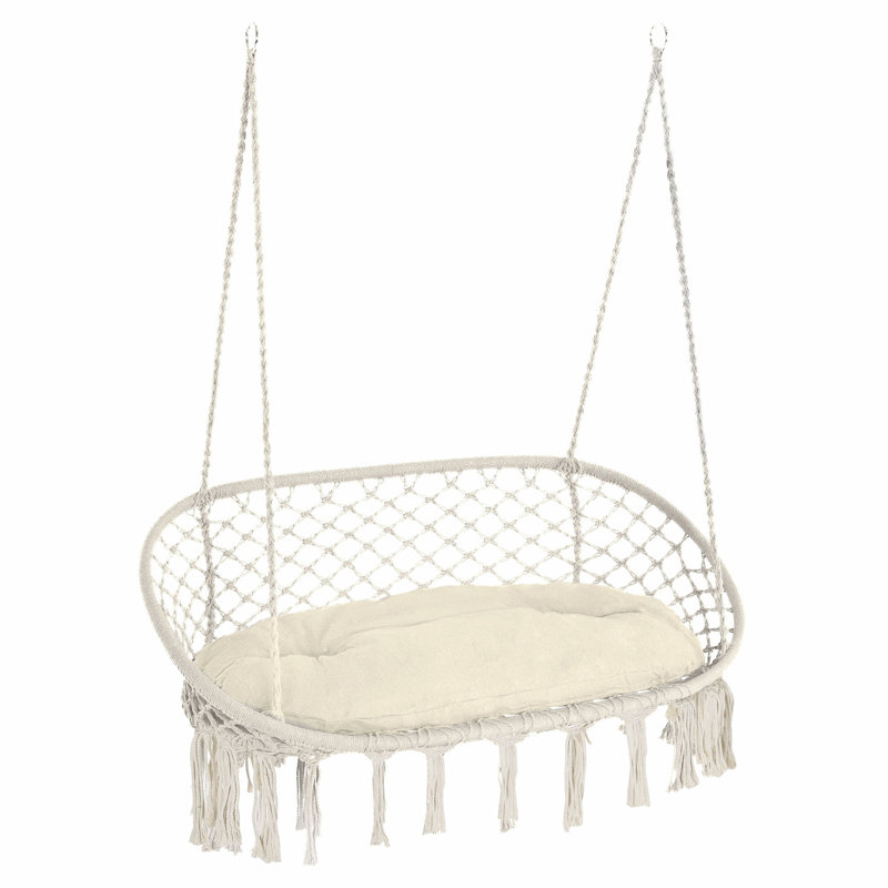 Balancelle en macramé pour 2 personnes Outsunny, Blanc