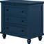 Meuble de rangement bleu à 3 compartiments, table d'appoint robuste en bois avec plateau coulissant, meuble polyvalent