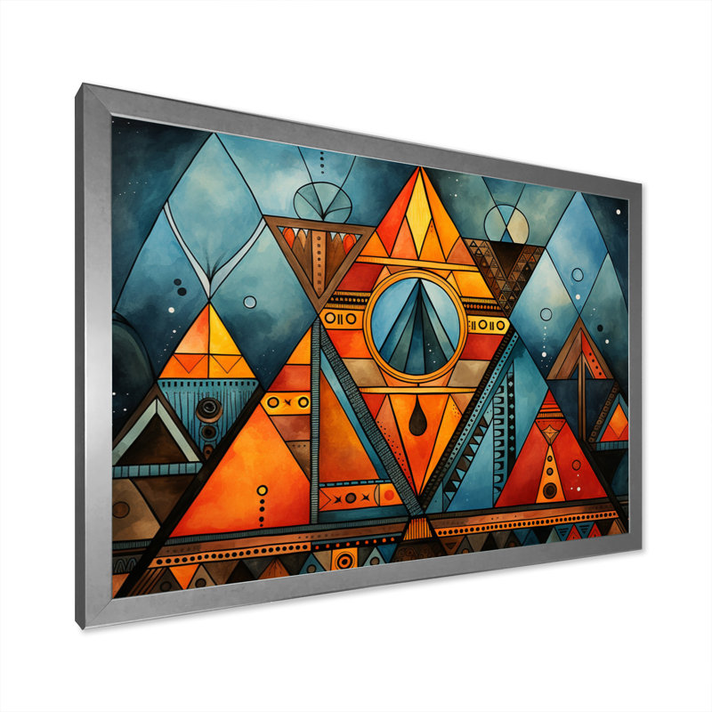Motif tribal africain I sur toile, H 16 po x l 32 po x P 1 po, Cadre photo argenté