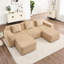 Désossé, modulaire en forme de U à 3 sièges, chameau velours côtelé, sans assemblage, sièges confortables, canapé modulaire large, velours côtelé modulaire ultra doux, coussins décoratifs et 2 repose-pieds