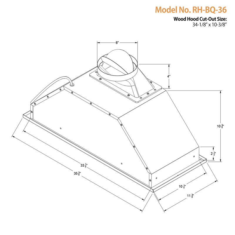 Awoco 35.4 " W Stainless Steel 600 CFM Ducted (Vented) Insert Range Hood with Baffle Filter