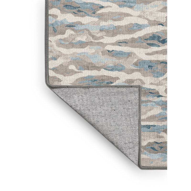 Machine Washable Gray Area Rug, Round 6'