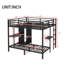 Structure de lit superposé avec garde-robe intégrée, lit superposé en métal avec bureau pliable
