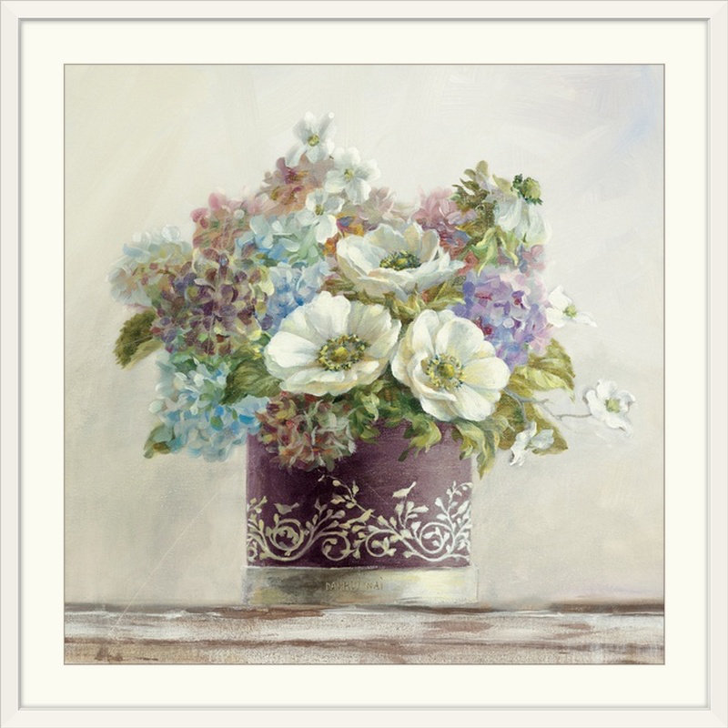«Anemones in Aubergine Hatbox», impression, H 20" x l 20" x P 1", Cadre blanc