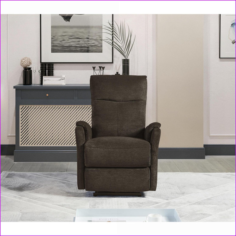 Recliner Chair, Power Recliner with USB Ports, Small Space-Friendly | Dark Brown Fabric, Brown