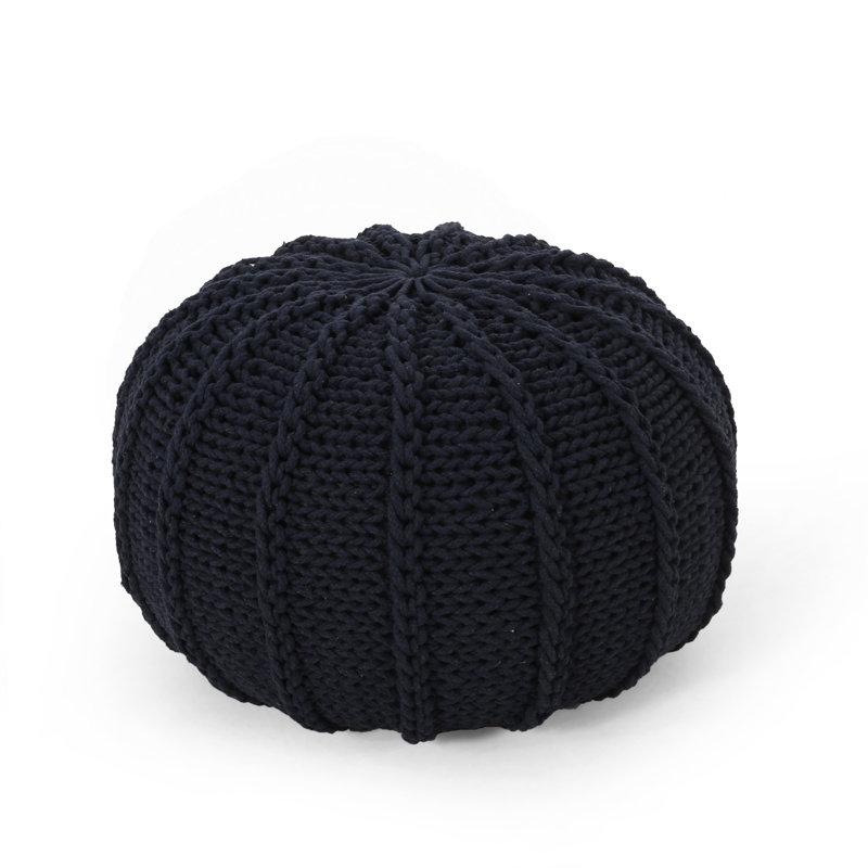 Pouf tricoté en coton, Bleu très foncé