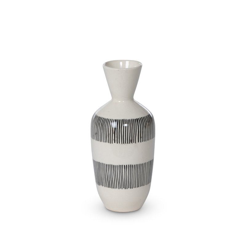 Rustic Modern Stoneware Table Vase, 9" H x 4" W x 4" D