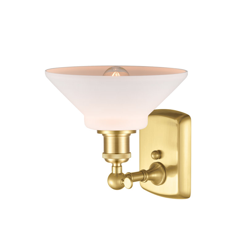 Newton St Loe Armed Sconce, Incandescent, Matte White, Satin Gold