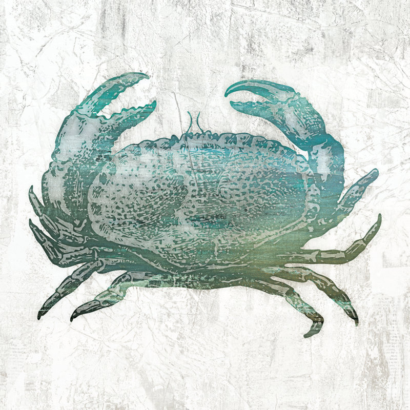 Blue Rustic Crab - Wrapped Canvas Print, 76cm H x 76cm W x 3.8cm D