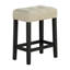 Ensemble de salle à manger 3 pièces noir / gris / beige - dessus de table en travertin de 47 po avec charge USB, tabourets capitonnés et plateau de rangement en treillis de qualité supérieure Travertine?