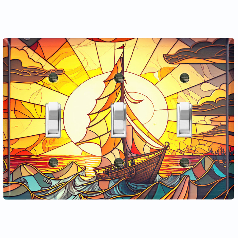Plaque murale rustique en forme de bateau à 3 panneaux