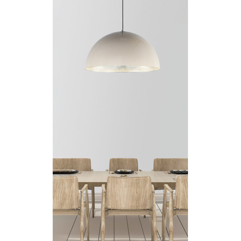 Luminaire suspendu en forme de dôme à 1 lumière Pizano, H 5 po x l 9 po x P 9 po, Beige