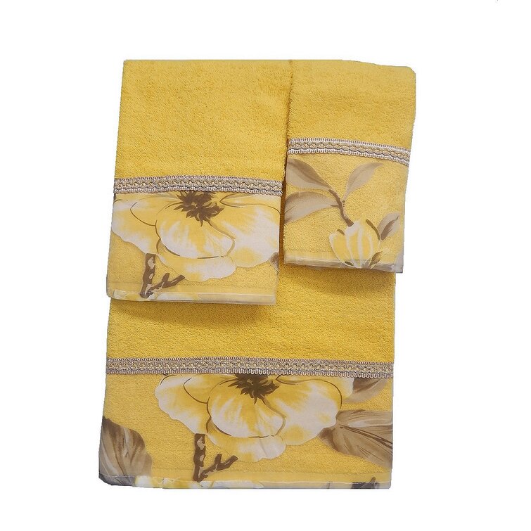 Gardening Spring Soft Cotton Thick Towels Set Bath Towel (Light Yellow)