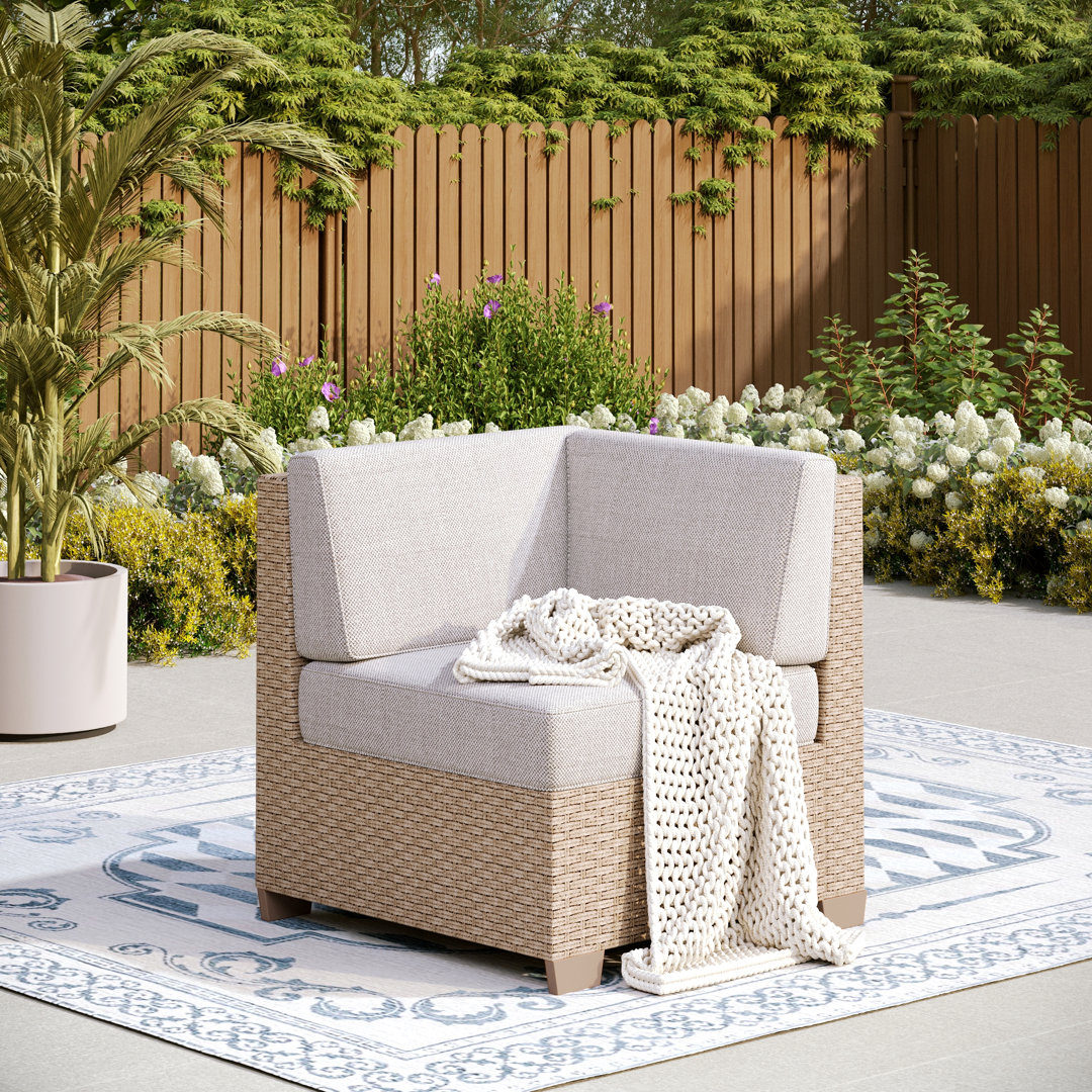 71.1Cm Wide Outdoor Wicker L-Shaped Patio Sofa with Cushions