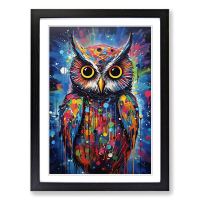 Owl Abstract - Single Picture Frame Print on Wood