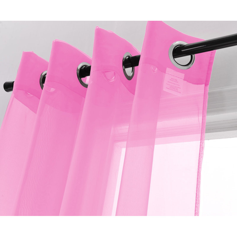 Teshena Sheer Curtain Pair, Pink