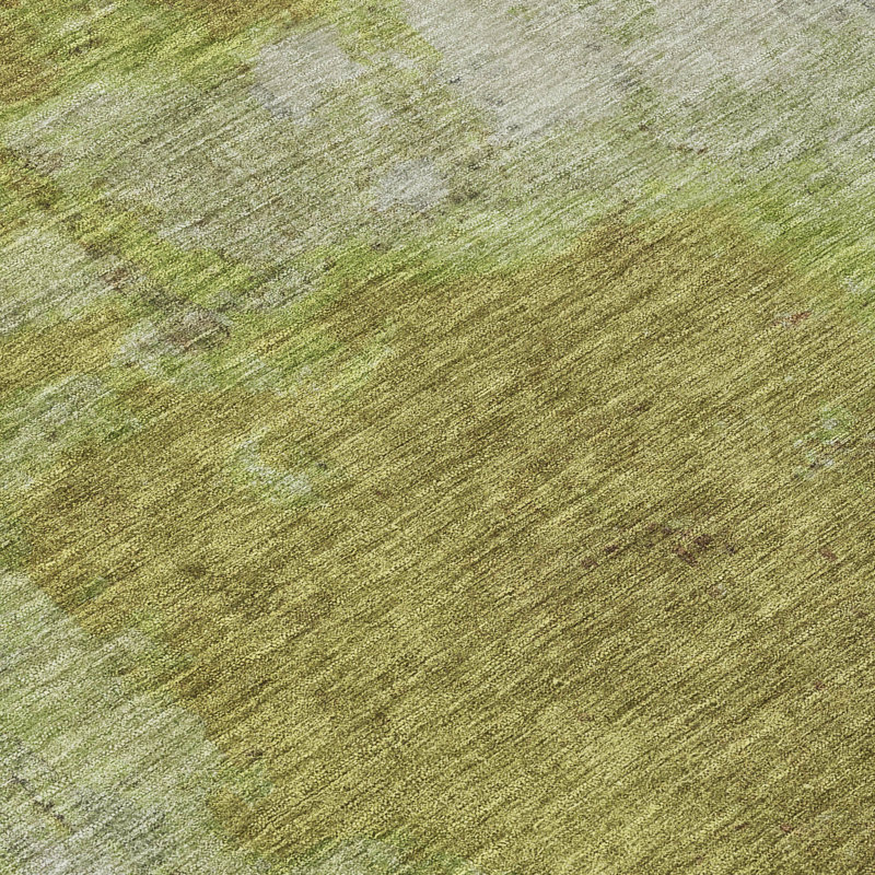 Machine Washable Indoor/Outdoor Xhevrie Olive Rug, Runner 2'3" x 7'6"