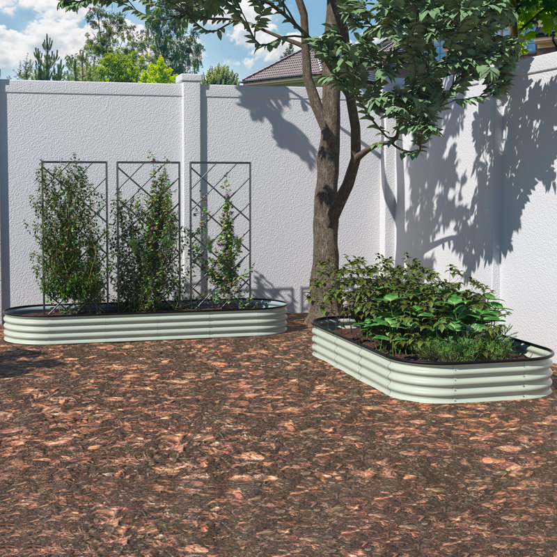 Roede Metal Raised Garden Bed, Pearl White, 11.1" H x 96" W x 24" D