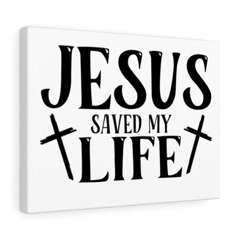Jesus Saved My Life Cross White - Wrapped Canvas Print, 46cm H x 61cm W x 3cm D