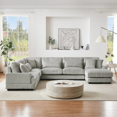 Oversized Sectional Sofa U-Shaped Sofa Couch Modern Sofa Upholstered In Soft Corduroy With A Chaise Lounge