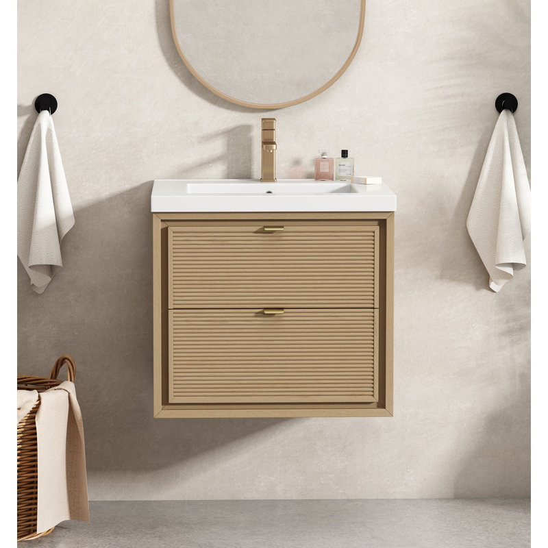 Meuble-lavabo mural 24 po avec plateau blanc Maxbano, H 22 po x l 24 po x P 18,7 po
