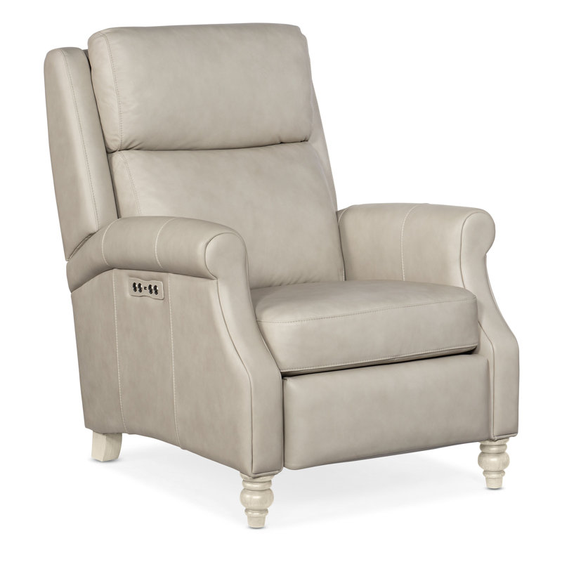 Hurley Power Recliner with Power Headrest, Beige Genuine Leather