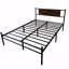 Cadre de lit grand style victorien de style rétro avec tête de lit et pied de lit / sous le lit avec rangement / sans sommier / assemblage facile / silencieux / sommier / noir-1076101406