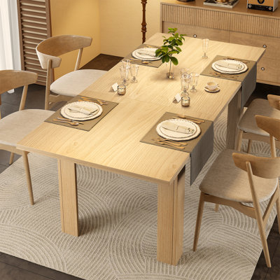 59"-77" Farmhouse Style Extendable Rectangular Dining Table for 6-8 People