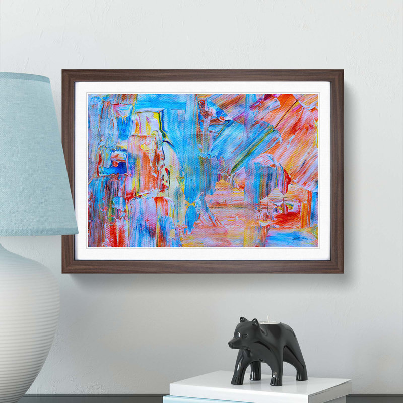 Abstract Art Painting Vol.132 by S.Johnson - Picture Frame Painting Print, 62cm H x 87cm W x 2cm D, Walnut Framed