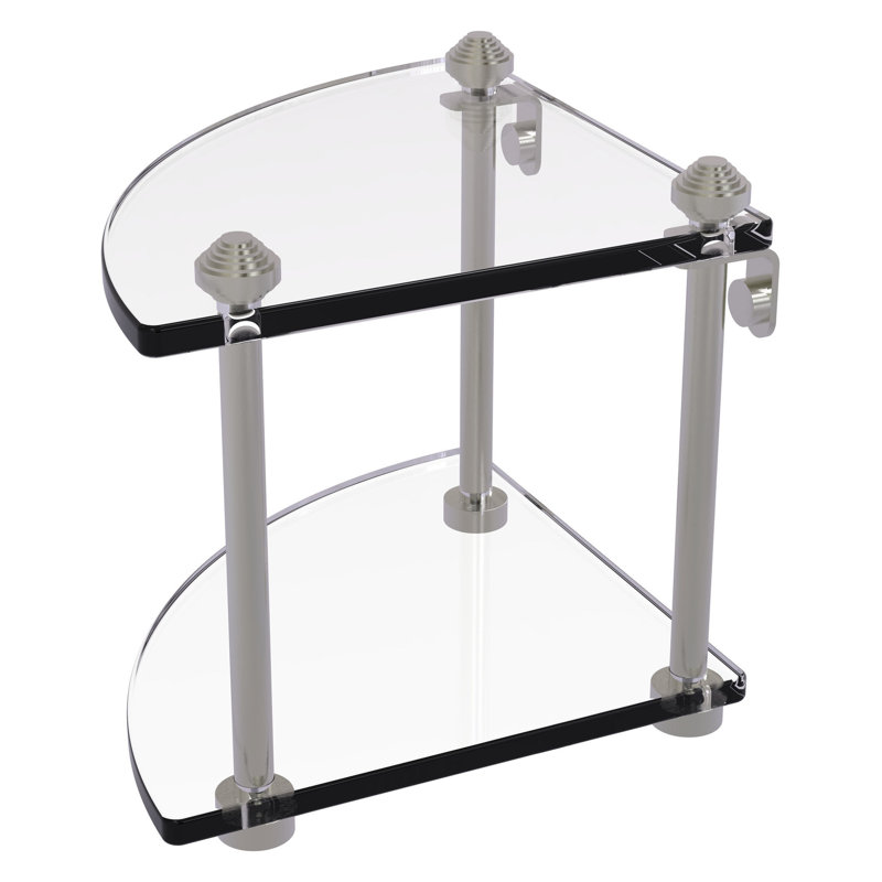 Southbeach 2 Piece Triangle Corner Shelf, Unlacquered Brass