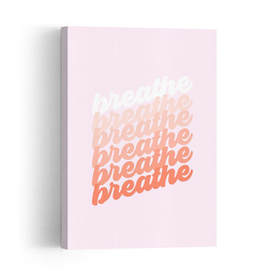 Breathe Typography Gradient Minimalist Modern Serene Wall Art Print 1 Piece Wrapped Canvas Wall Art