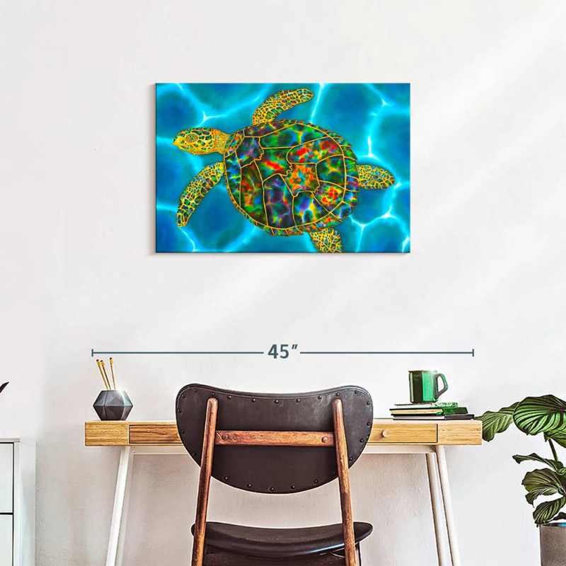 Brampt Rainbow Opal Sea Turtle, 20" H x 30" W