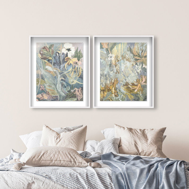 Moss Overlap Set Shadowbox Abstract Print by Oliver Gal, Black Frame, 16 x 20, 43"H x 35"W, White Shadowbox