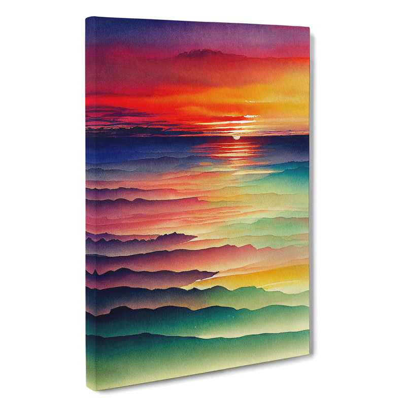 Beaming Sunset - Wall Art, Wrapped Canvas, 50cm H x 35cm W, No Matte