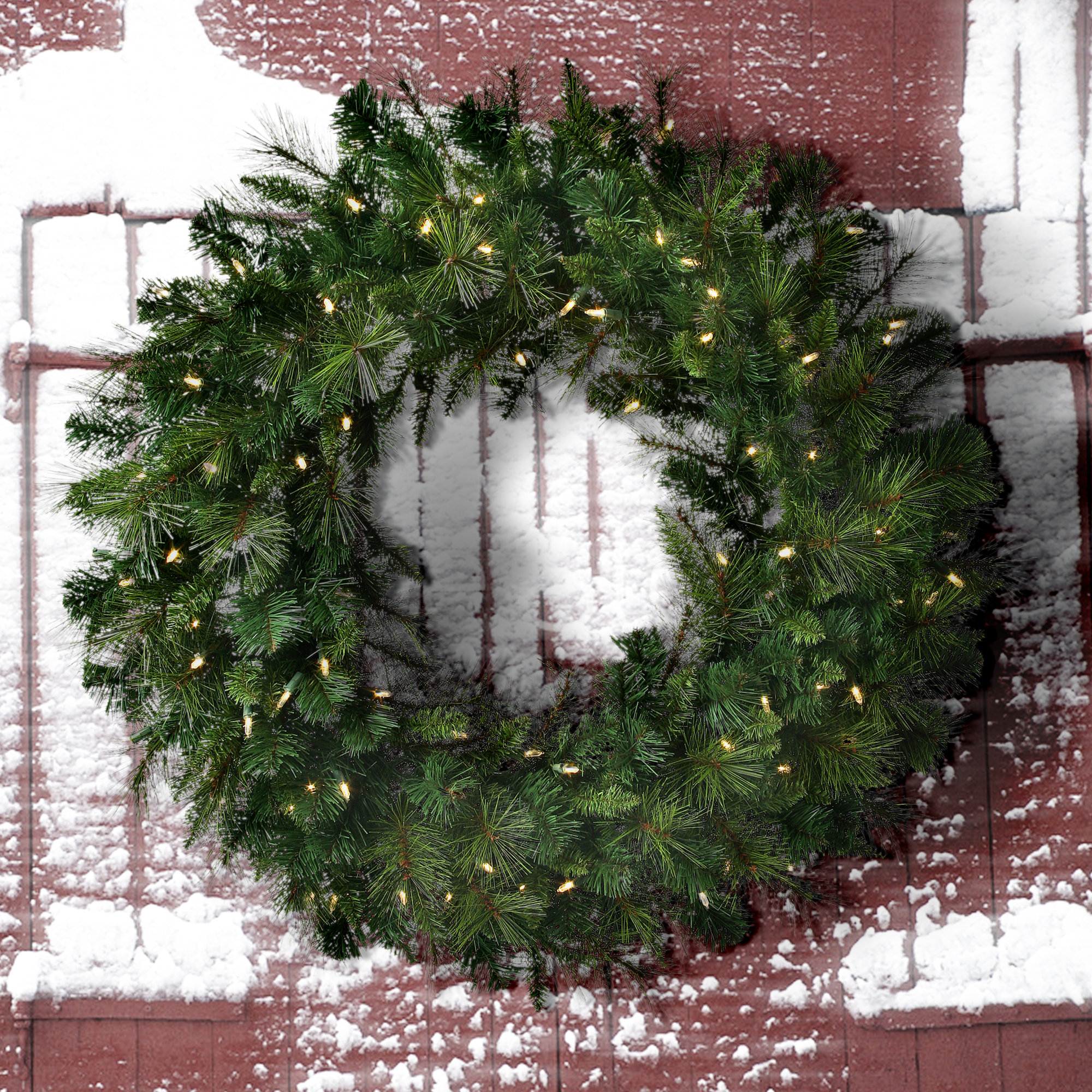 Surrey Faux Lighted Pine Wreath, 60" H x 60" W x 7" D