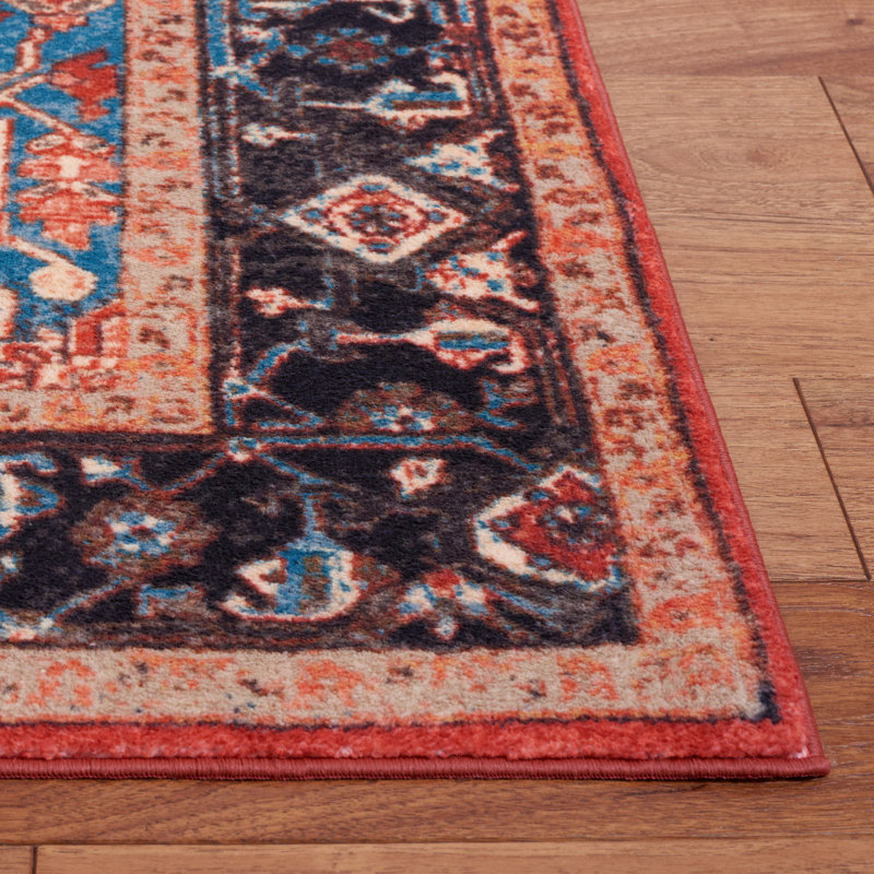 Manado Oriental Red/Blue Area Rug, Round 6'7"