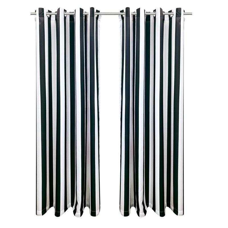 Paire de rideaux semi-transparents avec œillets Bellver Seascapes, Noir, l 50 po x L 96 po