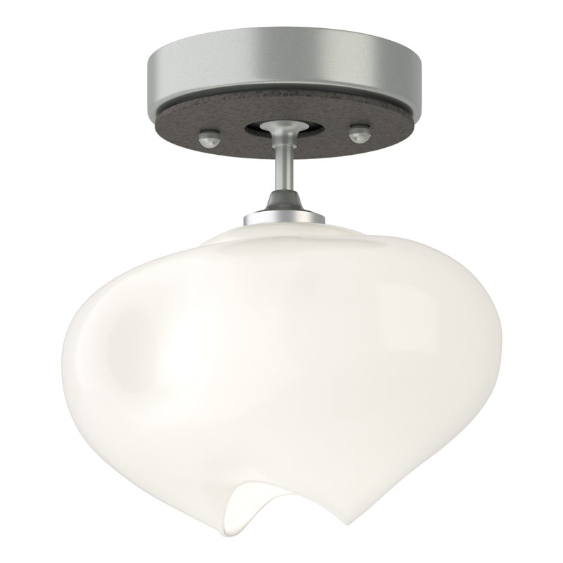 Ume Frosted Glass 1 - Light Semi Flush Mount, Natural Iron, Vintage Platinum