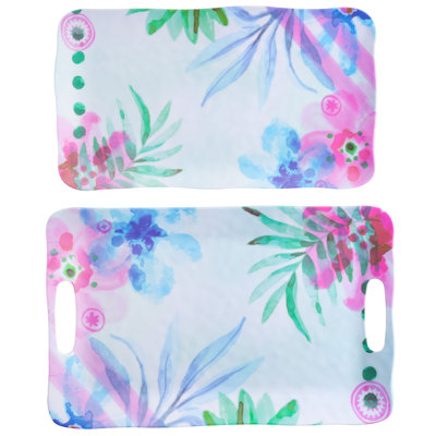 2 Piece Decorated Melamine Serving Trays